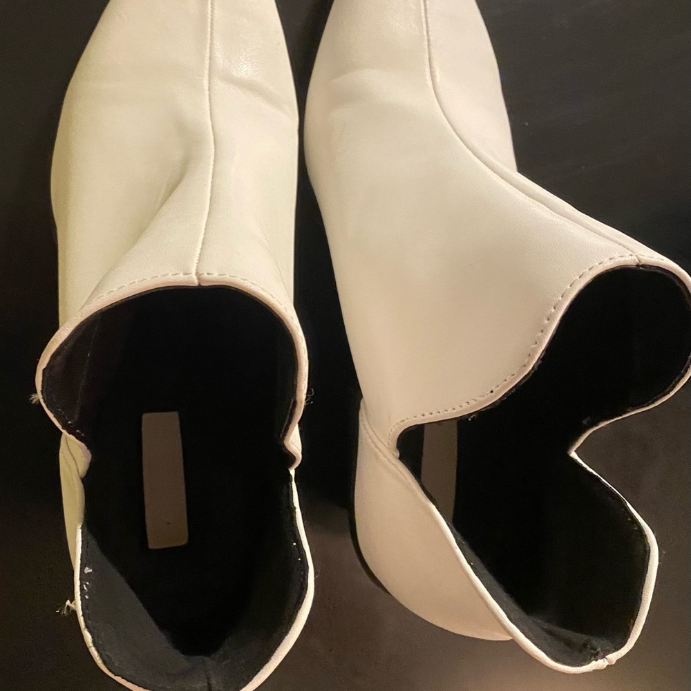 White pointed toe with heels booties